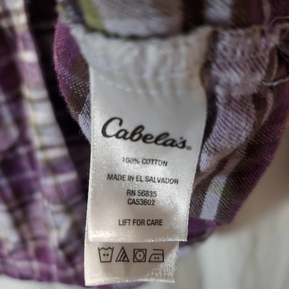 CABELA Purple Plaid Button-up, Long Sleeve, 100% Cotton, Size M - Picture 3 of 7